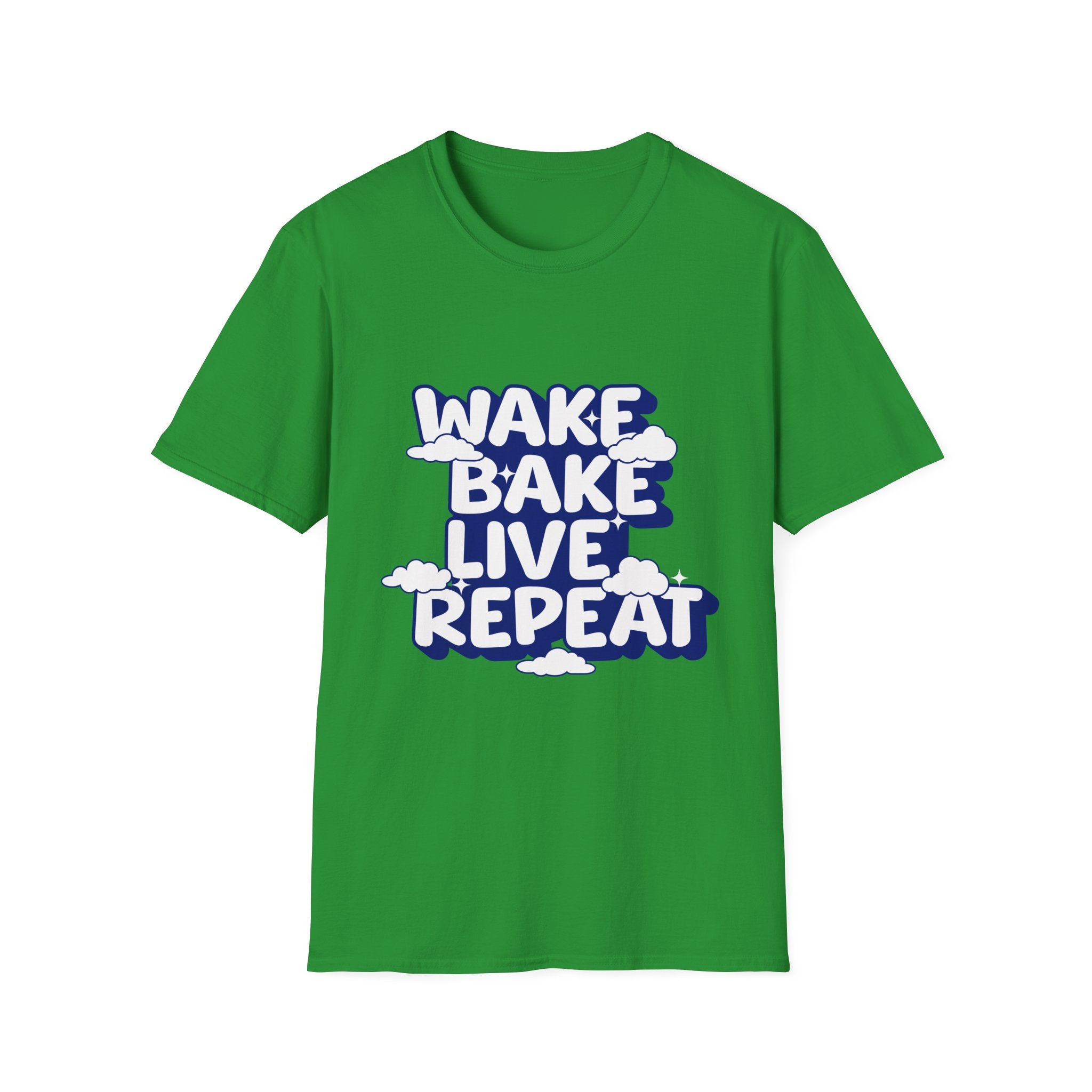 Wake Bake Live Repeat - Unisex T-Shirt (Front) - Damned Threads